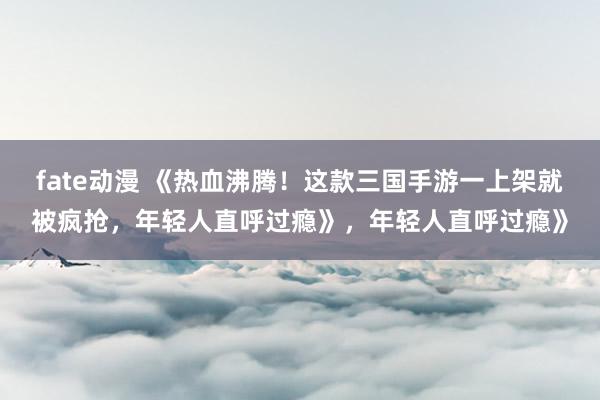fate动漫 《热血沸腾！这款三国手游一上架就被疯抢，年轻人直呼过瘾》，年轻人直呼过瘾》