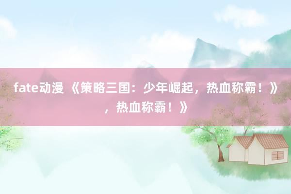 fate动漫 《策略三国：少年崛起，热血称霸！》，热血称霸！》