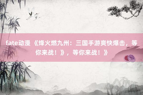 fate动漫 《烽火燃九州：三国手游爽快爆击，等你来战！》，等你来战！》