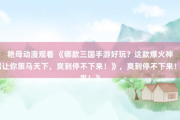 艳母动漫观看 《哪款三国手游好玩？这款爆火神器让你策马天下，爽到停不下来！》，爽到停不下来！》