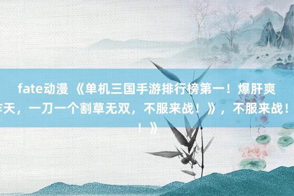 fate动漫 《单机三国手游排行榜第一！爆肝爽炸天，一刀一个割草无双，不服来战！》，不服来战！》