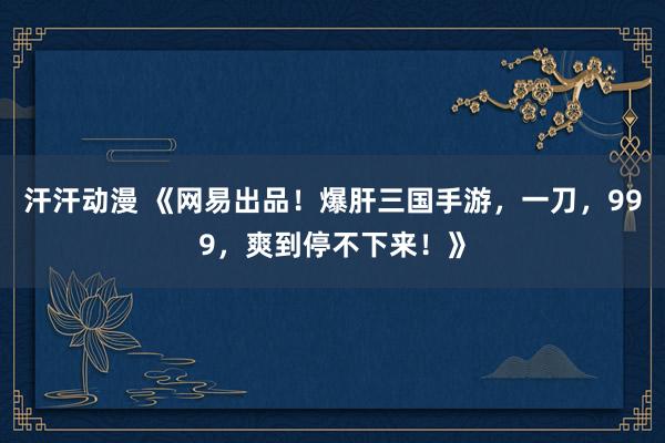 汗汗动漫 《网易出品！爆肝三国手游，一刀，999，爽到停不下来！》
